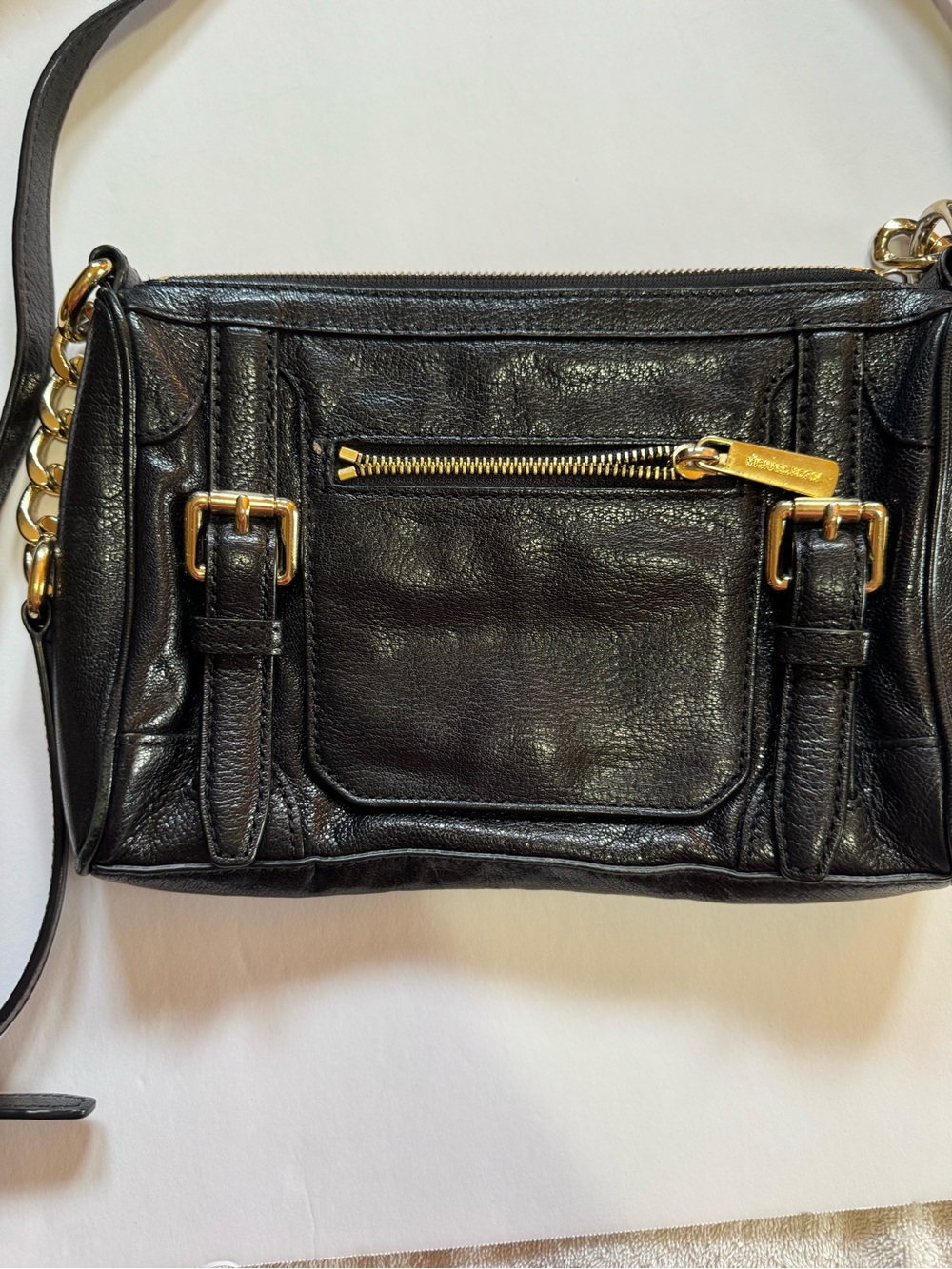 Michael Kors Black Leather Crossbody with Gold Hardware